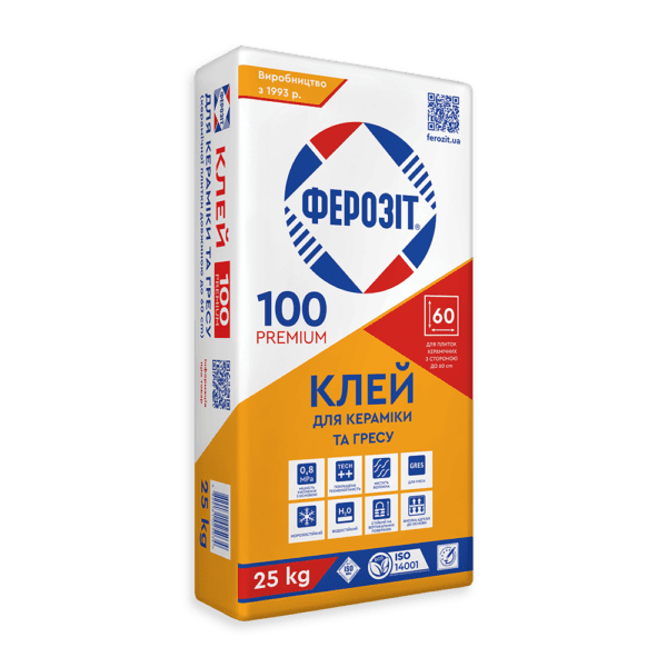 Клей для плитки Ферозит 100 Premium 25 кг
