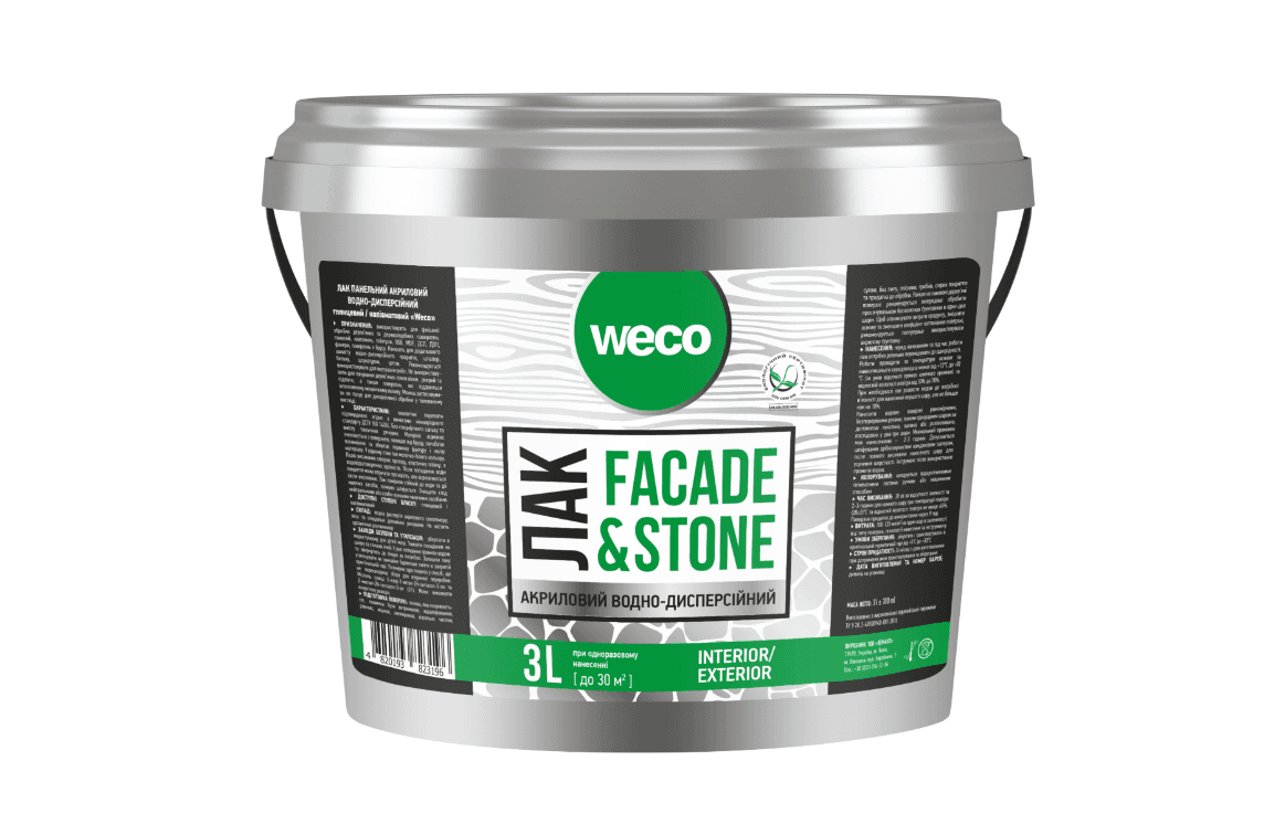Лак акриловий WECO Facade & Stone напівматовий 3л